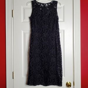 Talbots size 8 black lace dress w/ sep. Bk slip